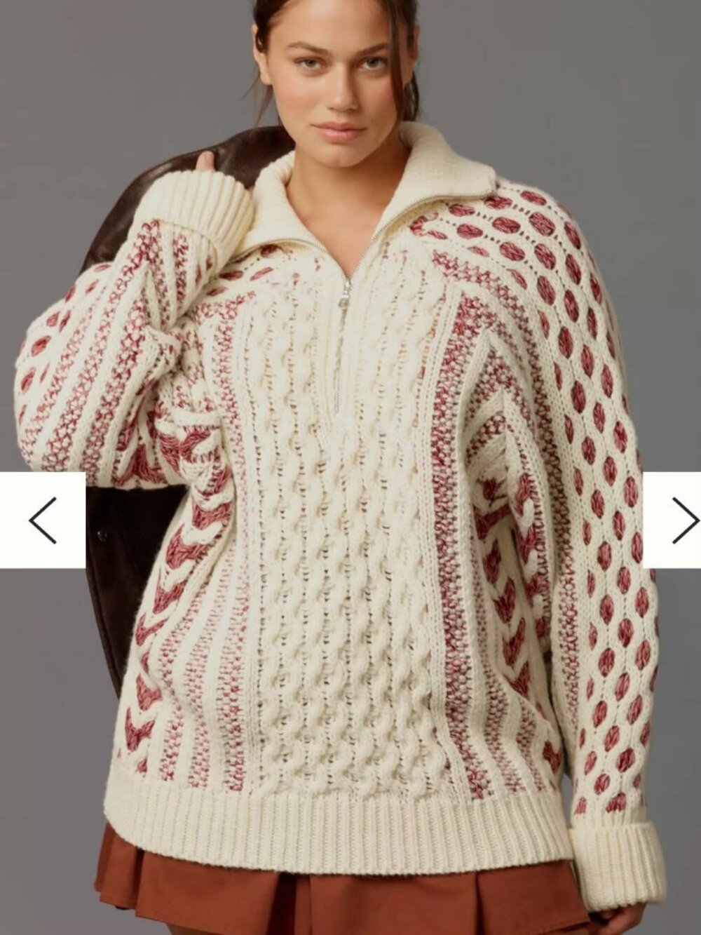 ANTHROPOLOGIE PILCRO HALF ZIP CABLE JUMPER WOOL BLEND PULLOVER SWEATER 2X NWT
